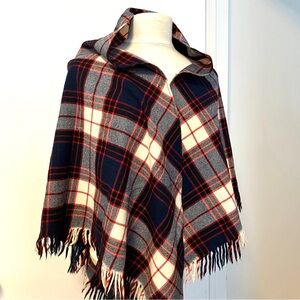 Tartan Plaid Fringe Shawl Wrap Vintage Wool Scottish Style Fall Spring Lewks